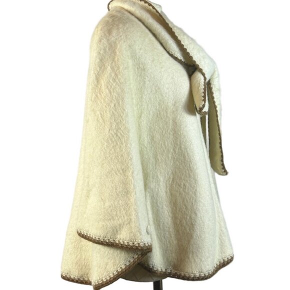 Mon Repo Alpaca Wool Cape  Peruvian Size Small Attached Scarf Exc. Condition - Picture 2 of 11